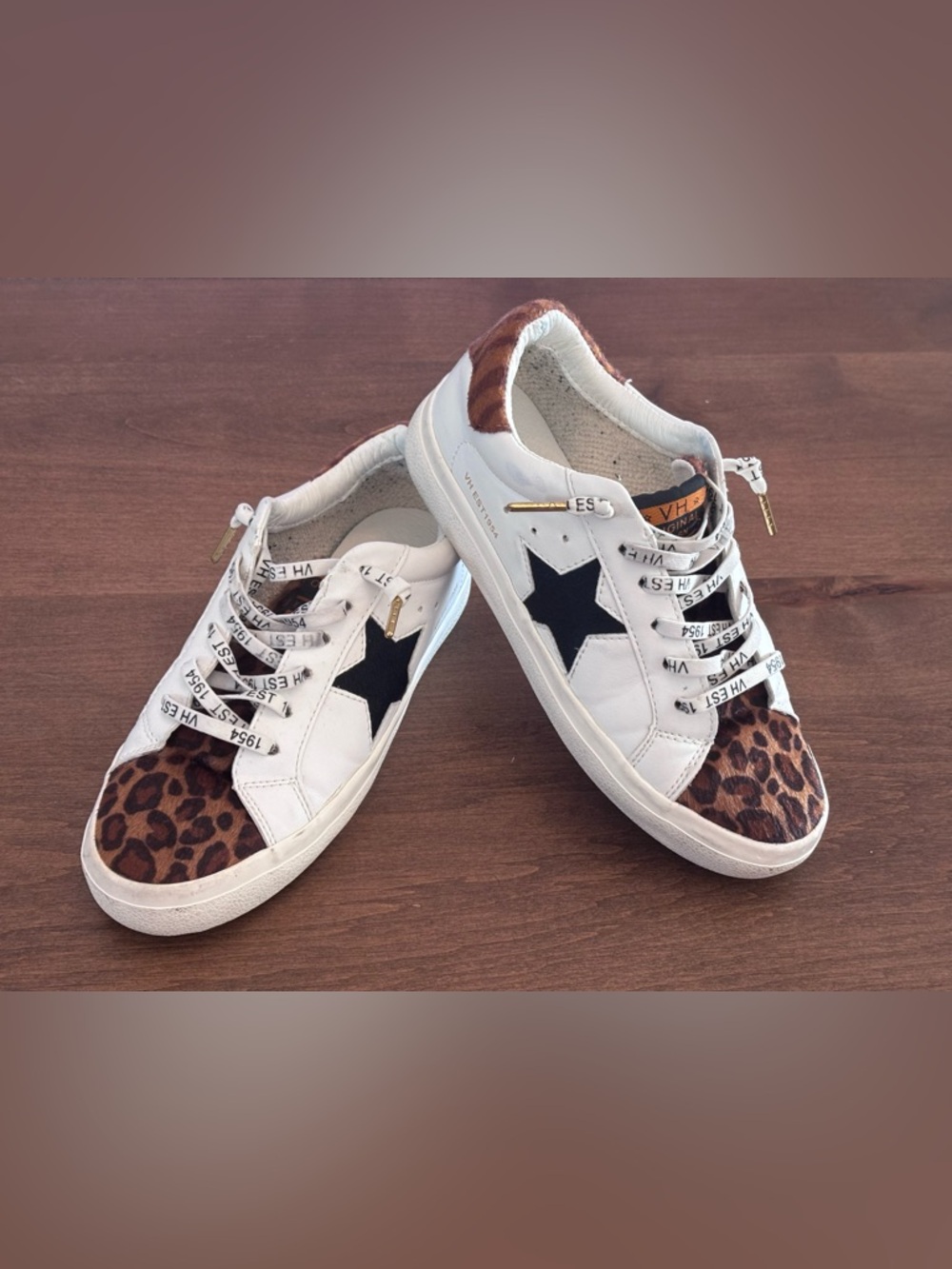 Vintage Havanas Mirage White/Leopard Forever Wild Cheetah Sneakers, Sz 7, No Box